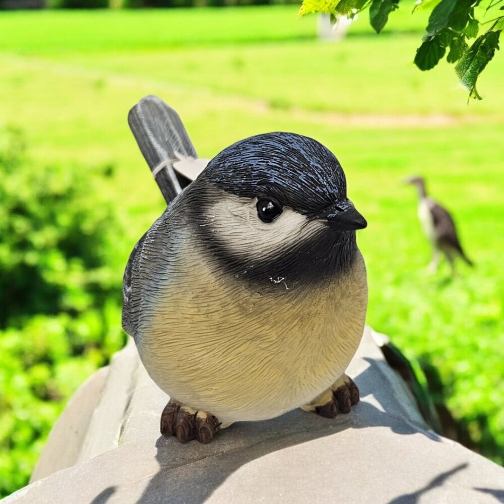 Yellow-Bellied Blue Tit Bird Resin Figurine by Transpac - Left Head Tilt
